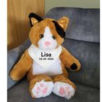 Verzwaringsknuffel kat met naam en geboortedatum, Enlèvement ou Envoi, Neuf, Cadeau d'accouchement