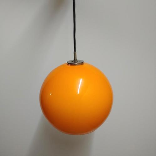 Vintage glazen oranje hanglamp Peill & Putzler 1960, Huis en Inrichting, Lampen | Hanglampen, Zo goed als nieuw, Ophalen of Verzenden