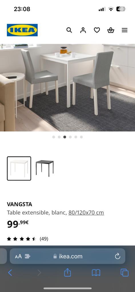 Table extensible IKEA Vangsta, Maison & Meubles, Tables | Tables à manger, Comme neuf, 50 à 100 cm, Quatre personnes, Rectangulaire