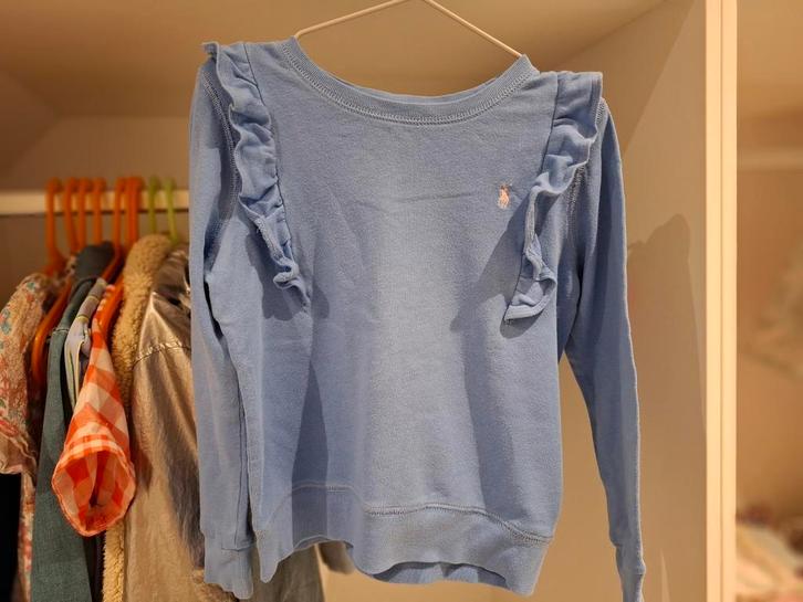 Blauwe zomertruitje met ruches Polo Ralph Lauren, Kinderen en Baby's, Kinderkleding | Maat 116, Gebruikt, Meisje, Trui of Vest