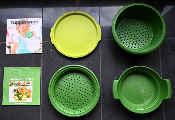 Tupperware Microgourmet 101 stoompan met receptenboekjes, Huis en Inrichting, Keuken | Tupperware, Gebruikt, Overige typen, Ophalen of Verzenden