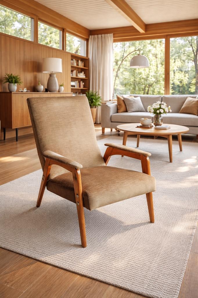 Prachtige vintage fauteuil in nieuwstaat!, Maison & Meubles, Fauteuils, Comme neuf, Bois, Tissus, Enlèvement ou Envoi