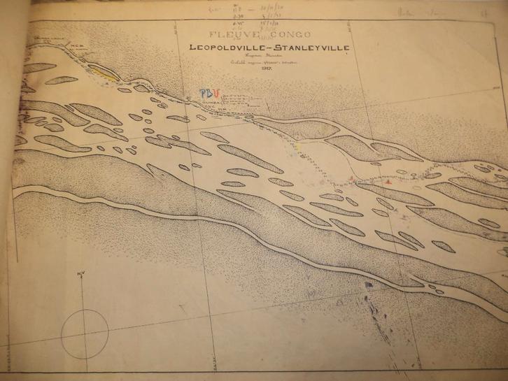 1917 KONGO BOMA Nissot chef hydrographe Kongostroom kaarten, Boeken, Atlassen en Landkaarten, Ophalen