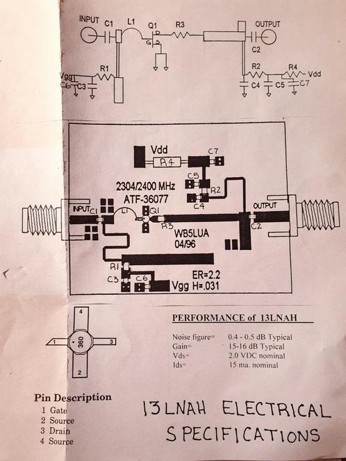 Low Noise Amplifier 13 cm zelfbouwkit, Telecommunicatie, Zenders en Ontvangers, Zo goed als nieuw, Ophalen of Verzenden