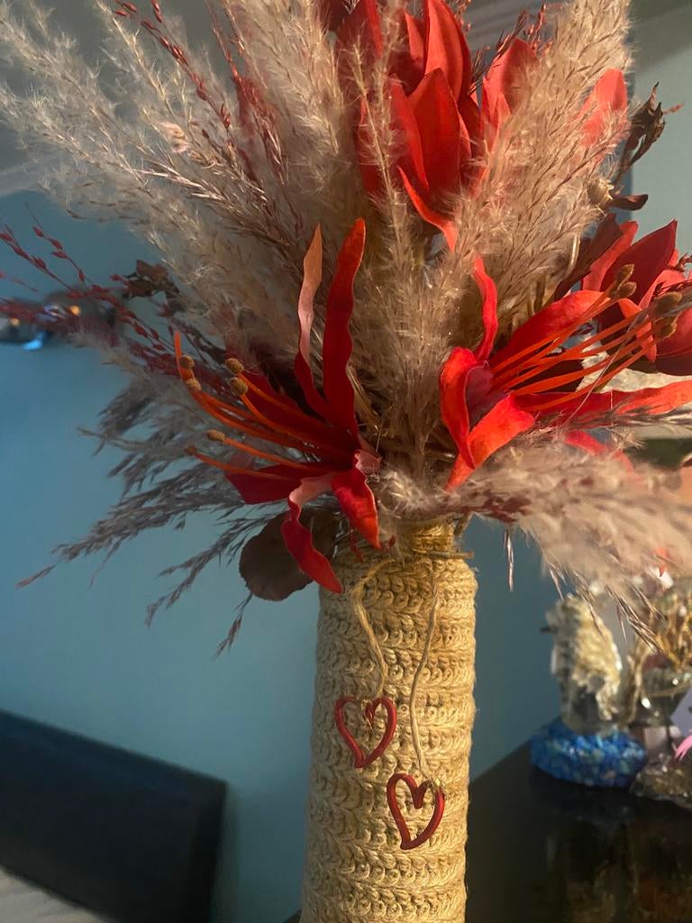 vaas met gedroogde bloemen, woondecoratieValentijnsdagcadeau, Enlèvement, Neuf