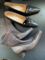 Leder:kort laarsje bruin maat 38 en pump zwart maat 35, Kleding | Dames, Bruin