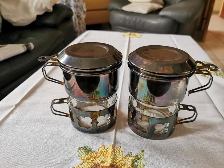 Tasses Dur-O-Bor avec filtre à café en métal argenté, Antiek en Kunst, Antiek | Woonaccessoires, Ophalen of Verzenden