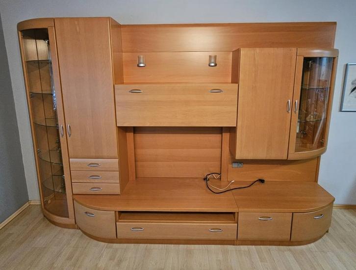 Stijlvolle hoogwaardige wandkast - tijdloos design, Huis en Inrichting, Kasten | Vitrinekasten, Gebruikt, Glas, Verzenden
