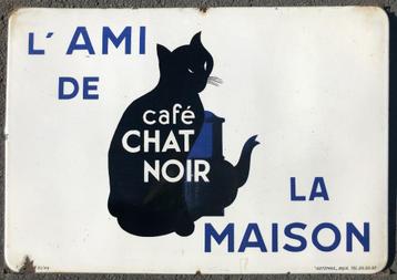 Plaque émaillée - CAFE CHAT NOIR - 1949