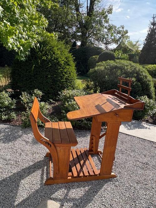 Vintage Oud Houten Schoolbankje, Antiek en Kunst, Antiek | Meubels | Tafels, Ophalen