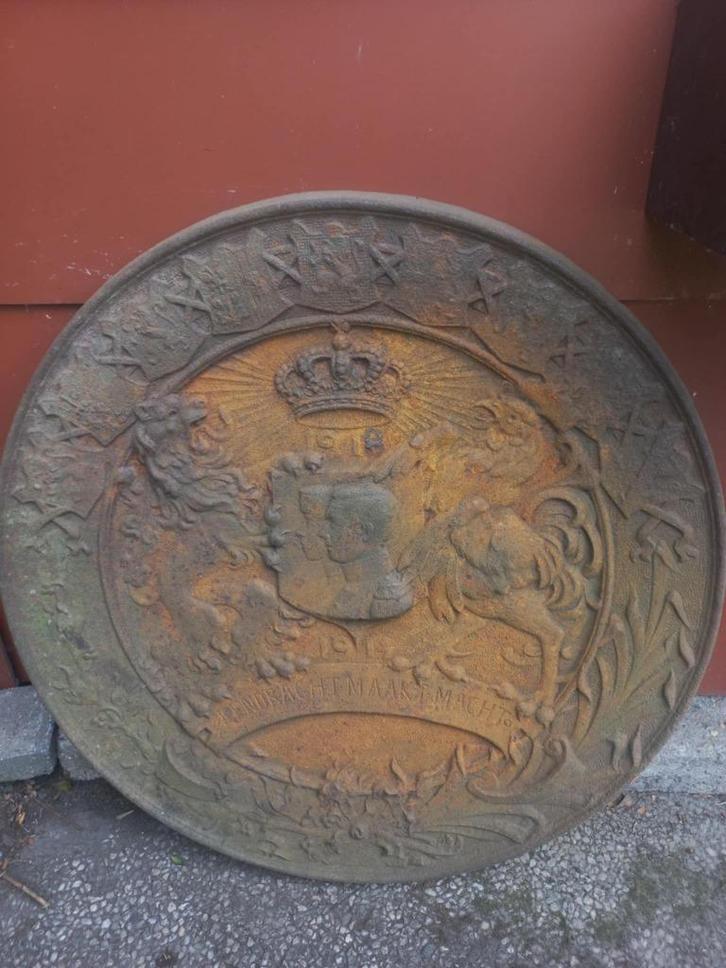 Belgische gietijzeren herdenkingsplaat WO 1 1914-1918, Verzamelen, Militaria | Algemeen, Overige soorten, Overige typen, Ophalen