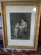 2 x Zwart wit afdrukken ingekaderd in vergulde kader, Antiek en Kunst, Kunst | Schilderijen | Klassiek, Ophalen
