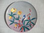 40 cm uitzonderlijk bord QUAREGNON vogel mees handpainted, Antiek en Kunst, Ophalen
