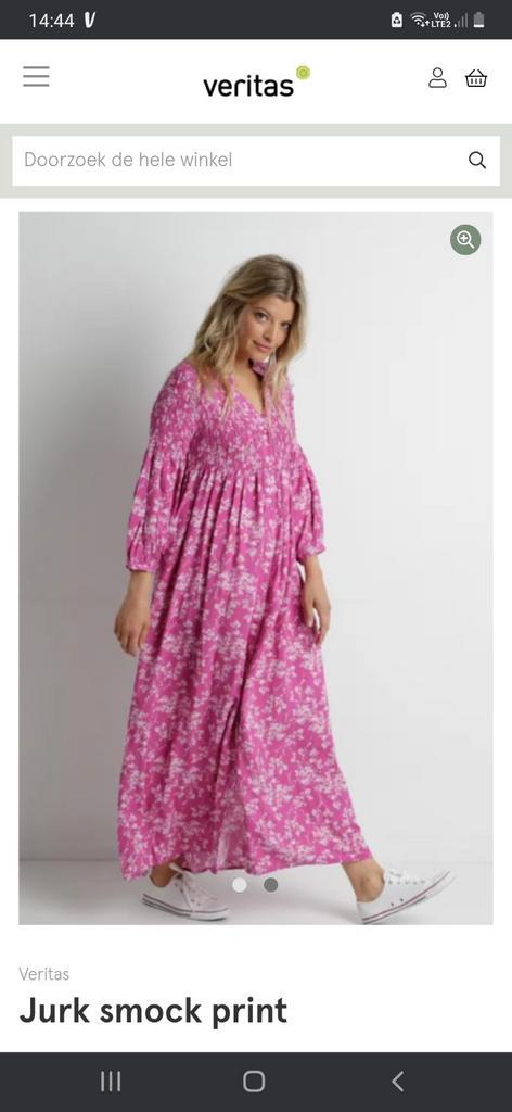 Felroos lang bloemenkleed zomerjurk - maat S/M, Kleding | Dames, Jurken, Zo goed als nieuw, Maat 36 (S), Roze, Onder de knie, Ophalen