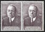 2 Postzegels Verjaardag Edward Anseele België 1956, Postzegels en Munten, Postzegels | Europa | België, Ophalen of Verzenden, Zonder stempel