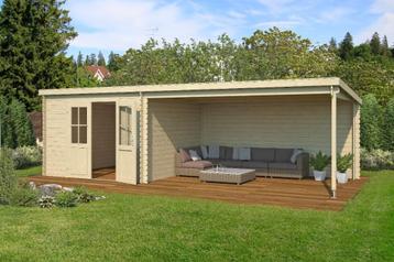 Blokhut met overkapping St. Louis 681x292 Onbehandeld vuren, Verzenden, Nieuw
