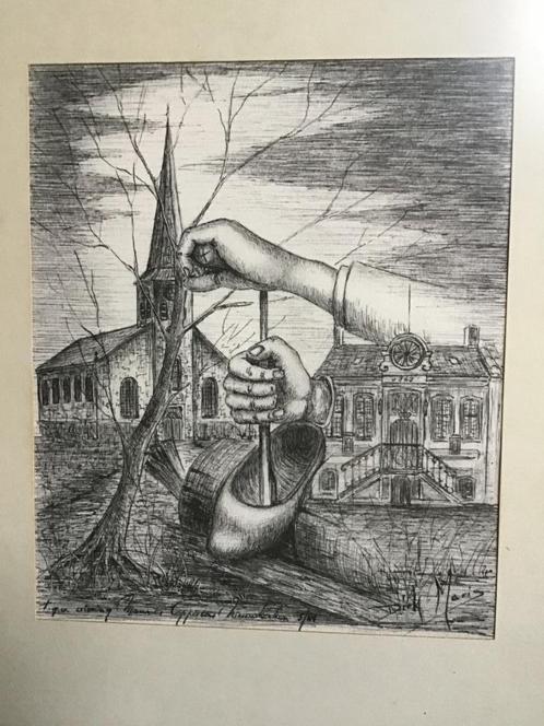 Kunstwerk Dirk Maris, Antiek en Kunst, Kunst | Etsen en Gravures, Ophalen of Verzenden