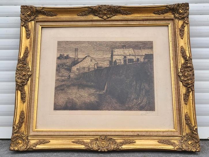 Gravure signe victor dieu, Antiquités & Art, Art | Eaux-fortes & Gravures, Enlèvement ou Envoi