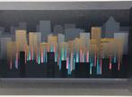 Large painting : Skyscrappers by FRANCO (USA) 80s (152x102), Ophalen of Verzenden