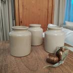 3 beige keramische potten, Ophalen of Verzenden