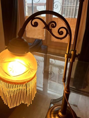 Vintage boudoir lamp met franjes brons beschikbaar voor biedingen