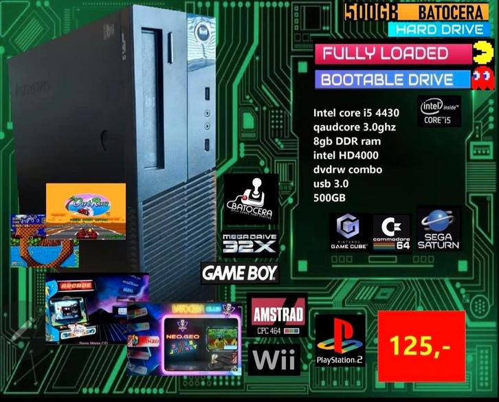 Lenovo i5/4430 8gb + batocera 500g arcade systeem, Computers en Software, Computerbehuizingen, Ophalen