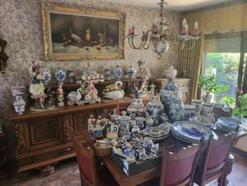Grot lot Delft's blauw, keramiek beelden en vintage antiek beschikbaar voor biedingen