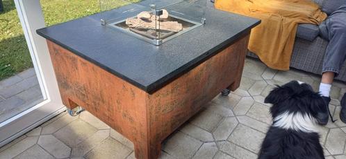 Unieke vuurtafel met graniet blad!, Tuin en Terras, Terrasverwarmers, Zo goed als nieuw, Gas, Vloer, Draaibaar, Waterbestendig