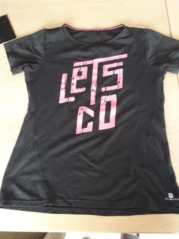 T-shirt Decathlon zwart 152, Kinderen en Baby's, Kinderkleding | Maat 152, Zo goed als nieuw, Meisje, Shirt of Longsleeve, Ophalen of Verzenden