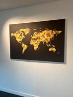 Canvas schilderij wereldkaart zwart/ goud, Antiek en Kunst, Kunst | Schilderijen | Abstract, Ophalen of Verzenden