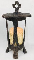 Vintage design Bronzen kaarsenhouder met kruis, Ophalen of Verzenden
