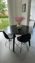 Zwarte vol eiken tafel ethnicraft, Huis en Inrichting, Tafels | Eettafels, Ophalen, Gebruikt, Vier personen, Eikenhout