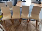 6 eetkamerstoelen van hout en stof, Ophalen, Zo goed als nieuw, Grijs, Hout