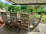Table de terrasse en teck avec 8 chaises, Jardin & Terrasse, Tables de jardin, Rectangulaire, Utilisé, Enlèvement ou Envoi, Bois de teck