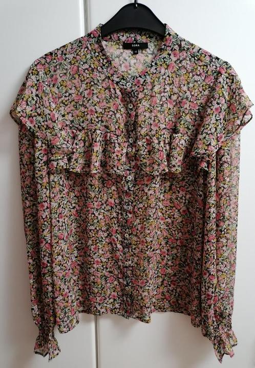 Oudroos gebloemde bloes met lange mouwen, 40, Kleding | Dames, Blouses en Tunieken, Zo goed als nieuw, Ophalen of Verzenden