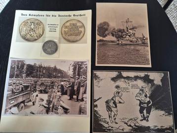 WOII medaille + foto's + karikatuur + uitleg (Polen 1939), Ophalen of Verzenden