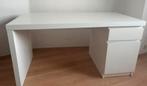 Bureau IKEA Malm wit met lade en deur met planken., Huis en Inrichting, Bureaus, Ophalen, Bureau