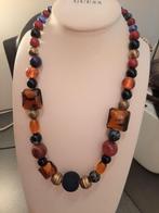 Te koop: Nieuw!!!Uniek! Leuke halsketting blauw/bruin., Handtassen en Accessoires, Kettingen, Ophalen, Overige materialen, Verstelbaar