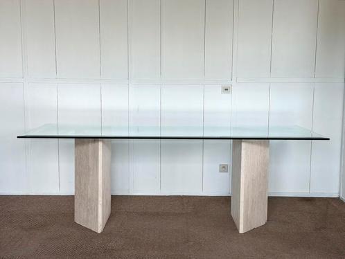 Vintage design travertine eetkamertafel, ca 1980’s, Antiek en Kunst, Antiek | Meubels | Tafels, Ophalen
