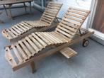 2-delige houten ligstoel, Ophalen, Gebruikt, Hout, Verstelbaar