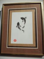 'Koi's poise' 2020 Japanse  inkt tekening Koi vissen, Antiek en Kunst, Ophalen of Verzenden