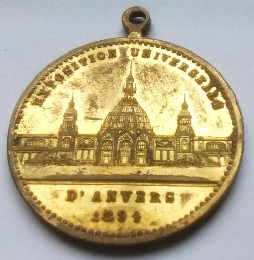 medaille 1894 wereldtentoonstelling antwerpen, Postzegels en Munten, Penningen en Medailles, Overige materialen, Ophalen of Verzenden