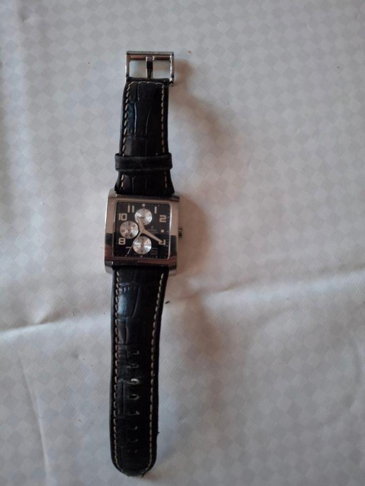 Heren uurwerk, Handtassen en Accessoires, Horloges | Heren, Zo goed als nieuw, Polshorloge, Overige merken, Staal, Leer, Ophalen of Verzenden