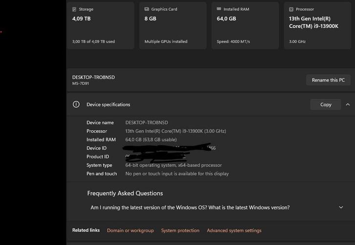 Workstation Intel i9 13th, 64gig DDR5, 4TB ssd, RTX 2070 sup, Computers en Software, Desktop Pc's, Zo goed als nieuw, 3 tot 4 Ghz