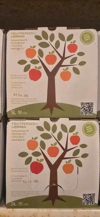 Biologisch Appelsap 5 liter ( met wat peer) zelf geplukt., Diversen, Levensmiddelen, Ophalen