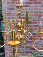 Koperen luster met 9 armen, Huis en Inrichting, Lampen | Kroonluchters, Ophalen, Zo goed als nieuw