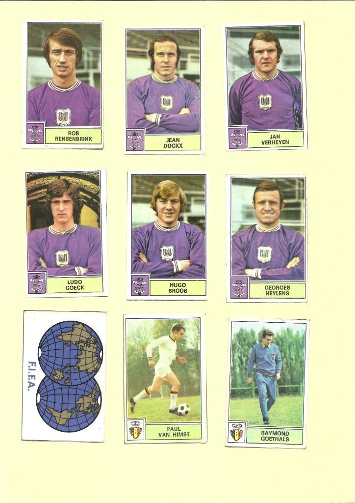 Panini Football 1972-1973 Anderlecht - 9 stickers (recups), Verzamelen, Stickers, Gebruikt, Sport, Ophalen of Verzenden