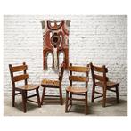 4 chaises vintage brutalistes chêne, Antiquités & Art
