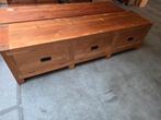 Mooi massief teakhouten tv meubel 212cm met 3 klepdeuren, Ophalen, Zo goed als nieuw