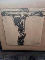 Houtskool tekening  A, Antiek en Kunst, Ophalen